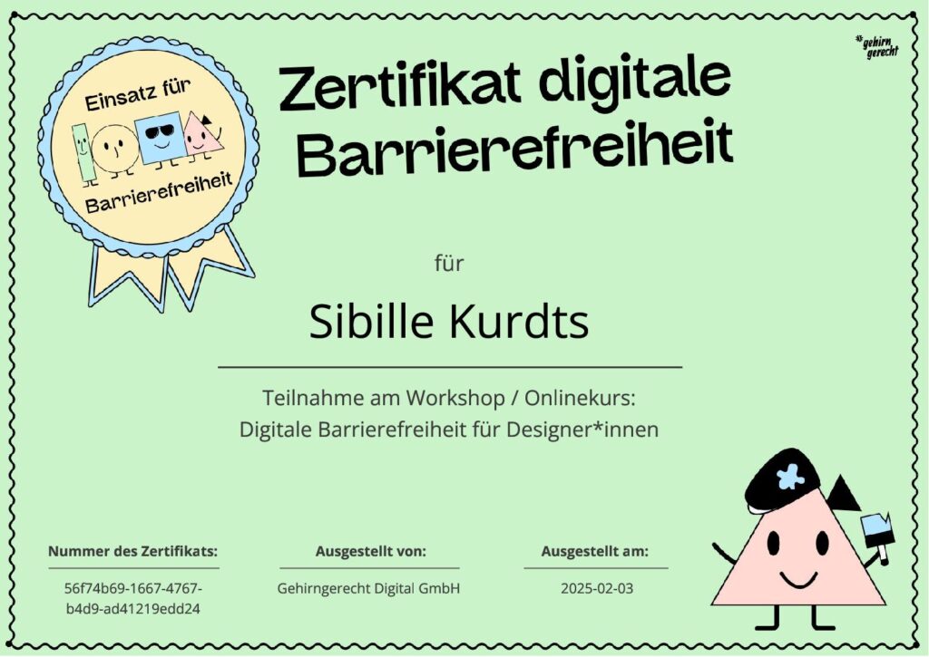Zertifikat Barrierefreiheit @SibilleK