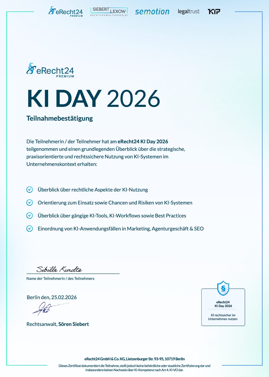 eRecht24-KI-Day-2026-Teilnahmebestaetigung