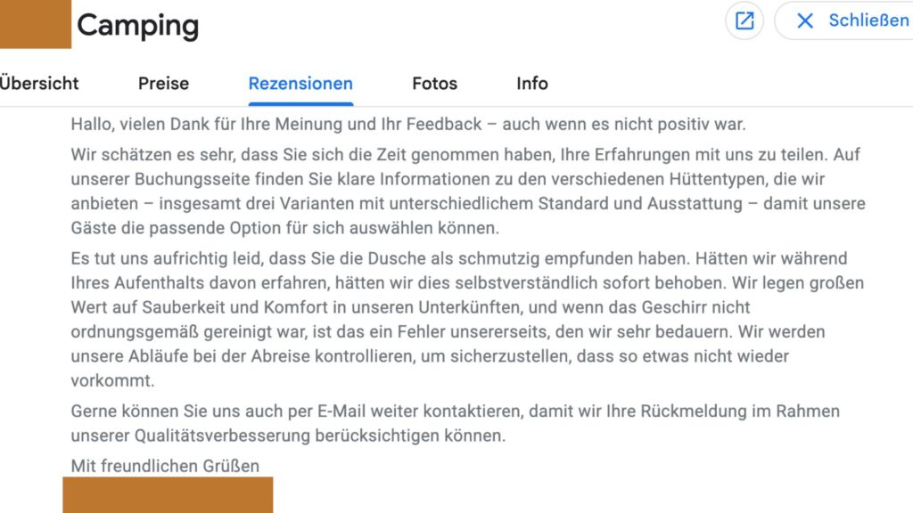 Unzufriedene Camper sind verlorene Einnahmen